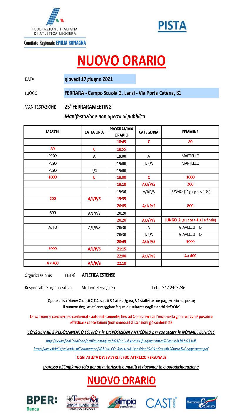 nuovo orario ferrarameeting
